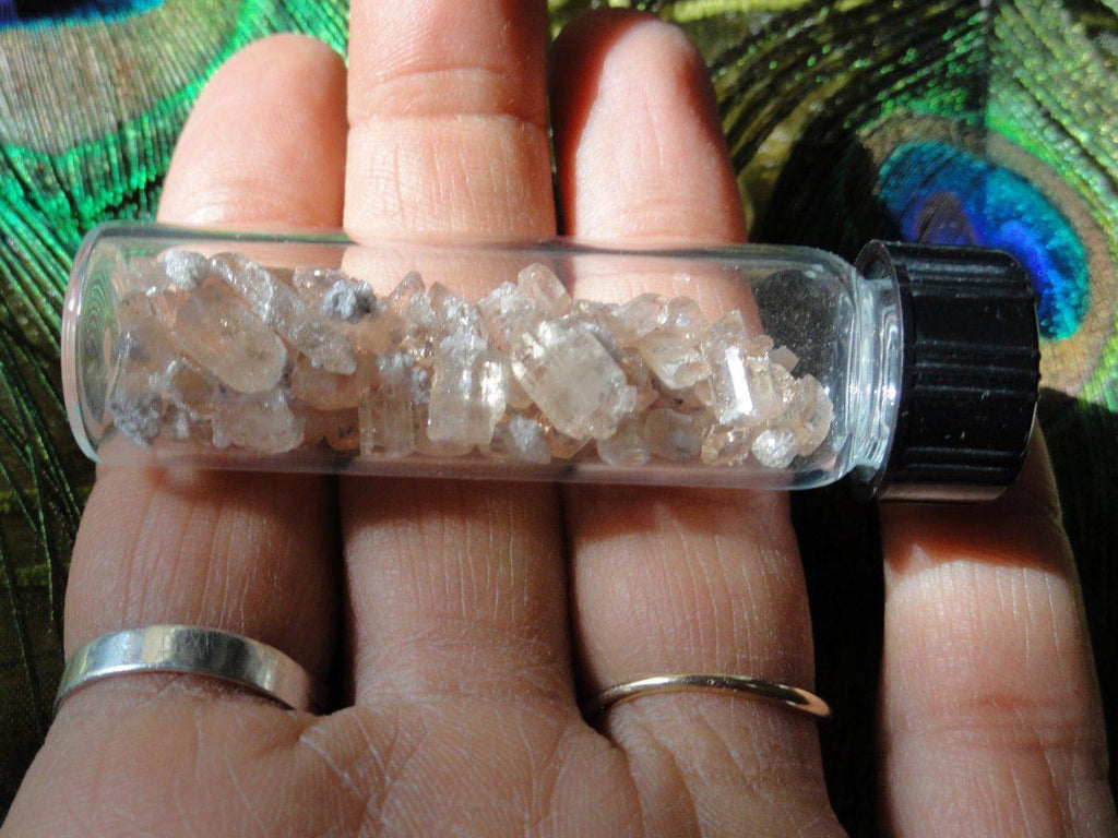 Gemmy Mini GOLDEN TOPAZ CRYSTALS In Glass Vial* Perfect for Grid Work & Crafts* - Earth Family Crystals