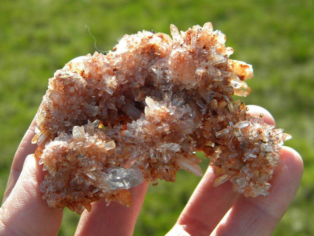 Large Sparkly Orange  CREEDITE CLUSTER With Blue FLUORITE Inclusion* - Earth Family Crystals