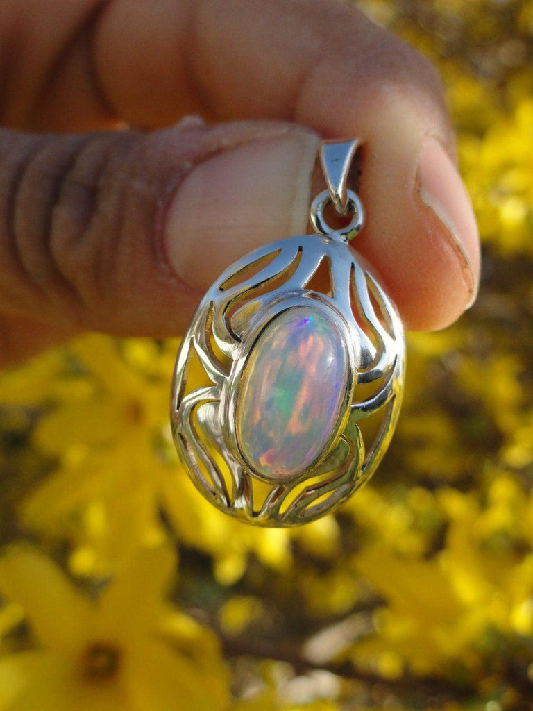 Elegant Ethiopian OPAL PENDANT Set in Sterling Silver (Includes Free Silver Chain) - Earth Family Crystals