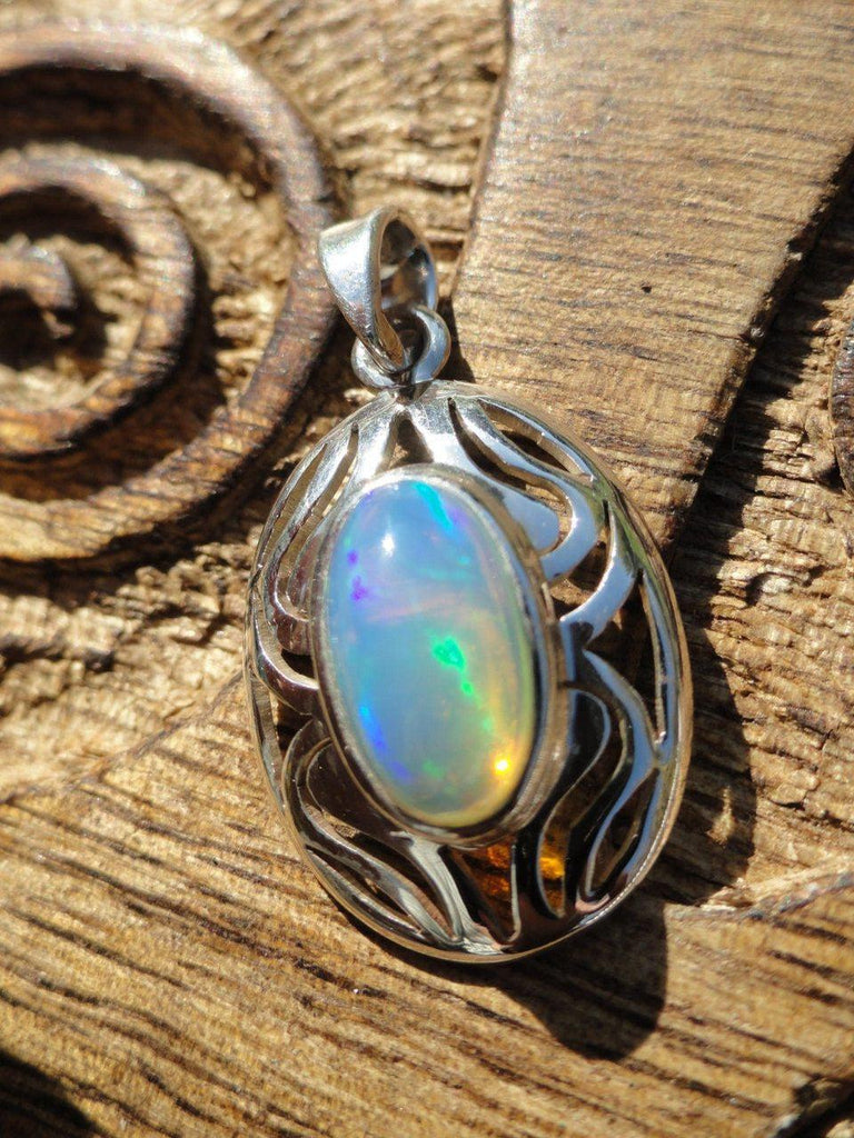 Elegant Ethiopian OPAL PENDANT Set in Sterling Silver (Includes Free Silver Chain) - Earth Family Crystals