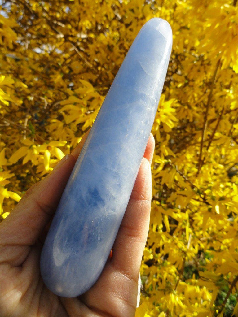Large Extra Blue CALCITE WAND~ Stone of Grounding, Throat Chakra Support,Self-expression. (Ideal for Massage) - Earth Family Crystals