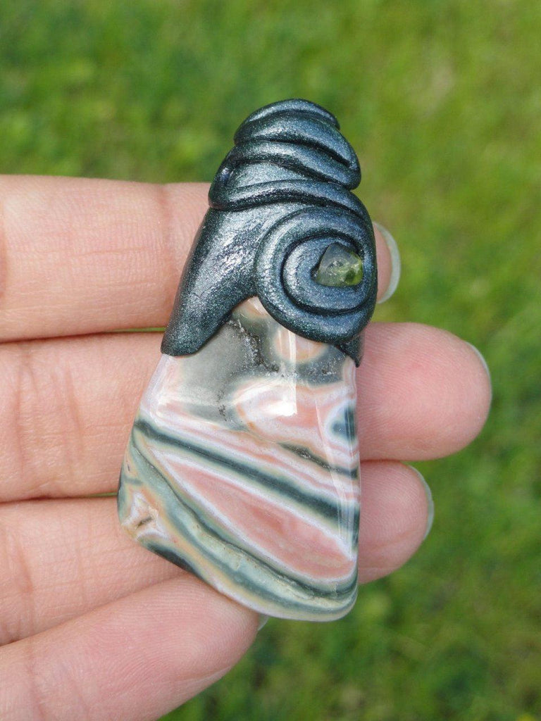 Handmade OCEAN JASPER & PERIDOT Pendant~ Stone of Happiness, Wealth Creation* - Earth Family Crystals