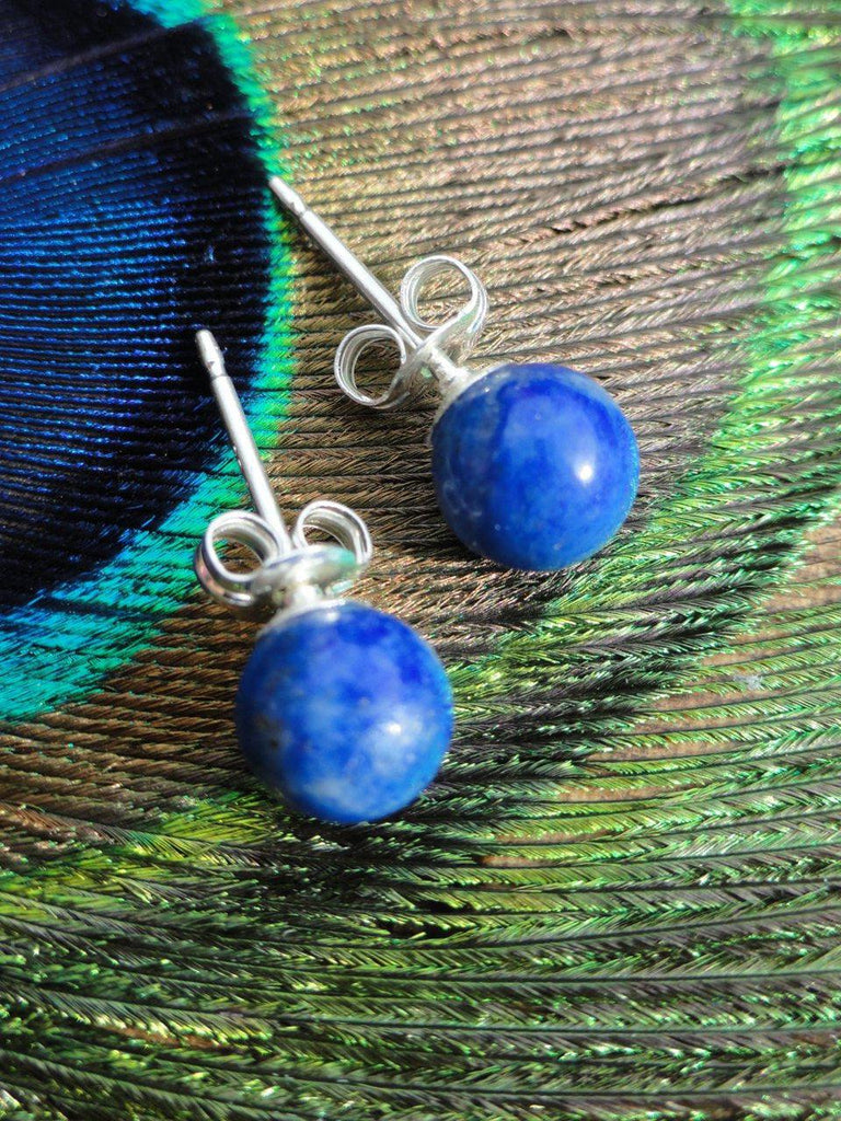 Handmade LAPIS LAZULI STUD Earrings In Sterling Silver* (6mm) - Earth Family Crystals