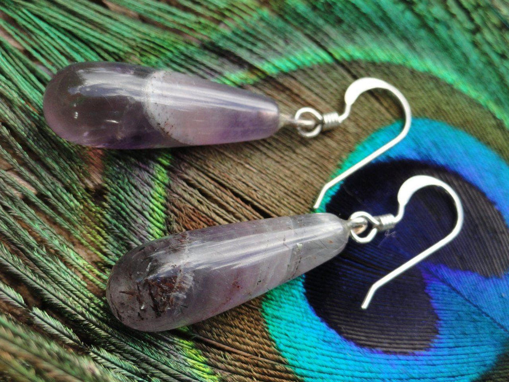 Gorgeous Purple Tear-drop "AURALITE-23" Dangle Earrings In Sterling Silver - Earth Family Crystals
