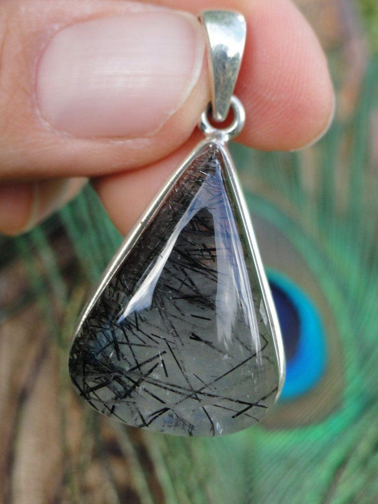 Tourmalated Quartz Pendant In sterling silver * Includes Free silver chain ( Black tourmaline, Clear quartz) - Earth Family Crystals