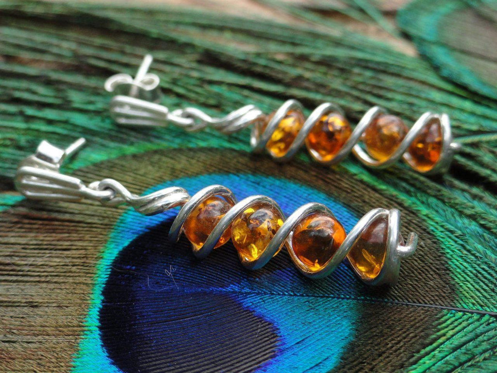 Cognac BALTIC AMBER EARRINGS In Sterling Silver* - Earth Family Crystals