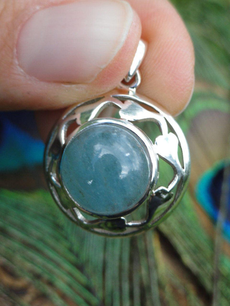 Elegant Blue AQUAMARINE PENDANT In Sterling Silver ( Includes Free Silver Chain) - Earth Family Crystals