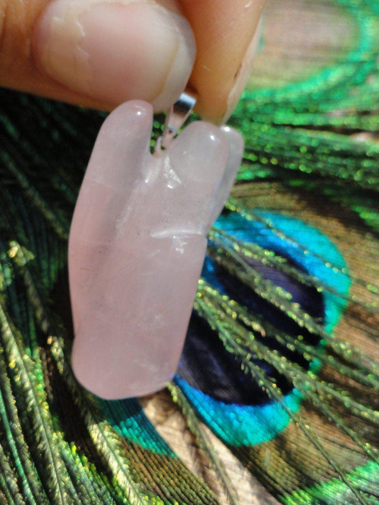 ROSE QUARTZ ANGEL Pendant * (Includes Free Silver Chain) - Earth Family Crystals