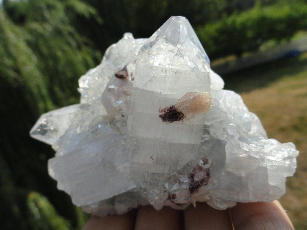 Chunky Angelic Vibes CLEAR APOPHYLLITE & Pink STILBITE Cluster With Brown Druzy Inclusions* - Earth Family Crystals