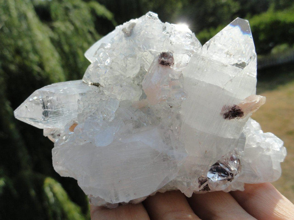 Chunky Angelic Vibes CLEAR APOPHYLLITE & Pink STILBITE Cluster With Brown Druzy Inclusions* - Earth Family Crystals