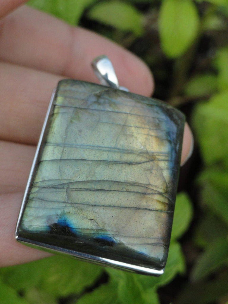 Chunky Golden Flash LABRADORITE PENDANT In Sterling Silver * Includes Free Silver Chain - Earth Family Crystals