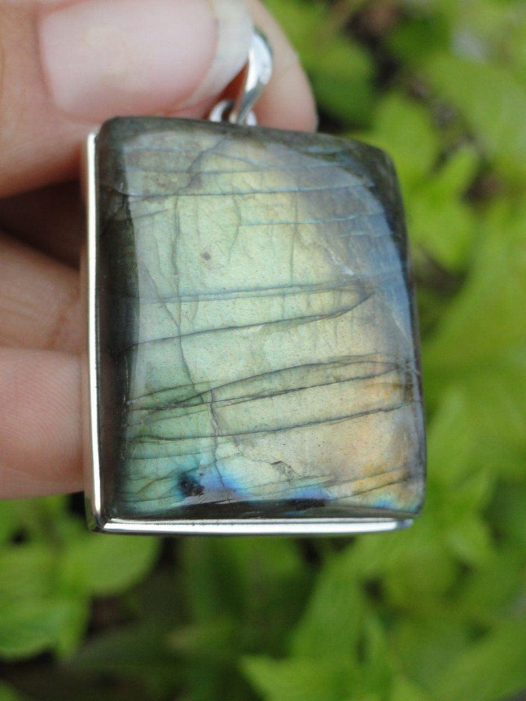 Chunky Golden Flash LABRADORITE PENDANT In Sterling Silver * Includes Free Silver Chain - Earth Family Crystals