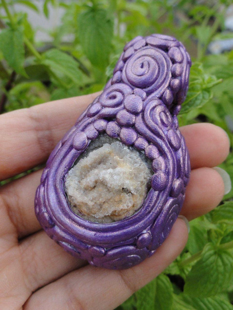 Chunky CHALCEDONY ROSE Energy Amulet*  Reiki New age Magic Hippie healing - Earth Family Crystals