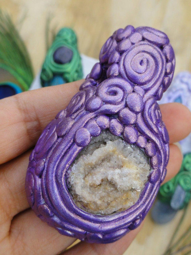 Chunky CHALCEDONY ROSE Energy Amulet*  Reiki New age Magic Hippie healing - Earth Family Crystals