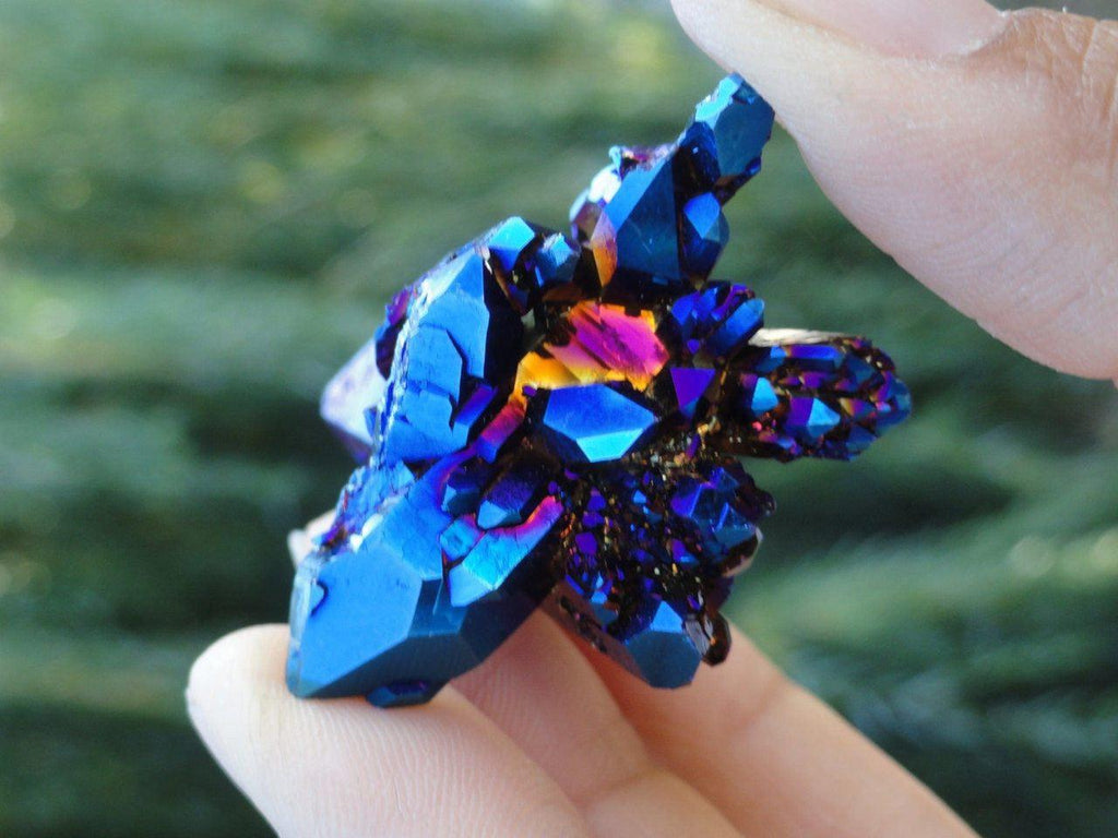 Stunning Royal Blue TITANIUM QUARTZ CLUSTER With Double Terminations & Self Healed Base* Hippie Healing Reiki New age Magic - Earth Family Crystals