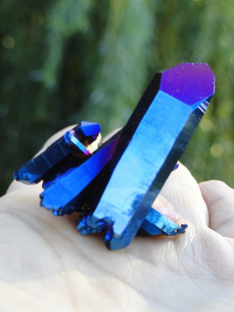 Stunning Royal Blue TITANIUM QUARTZ CLUSTER With Double Terminations & Self Healed Base* Hippie Healing Reiki New age Magic - Earth Family Crystals