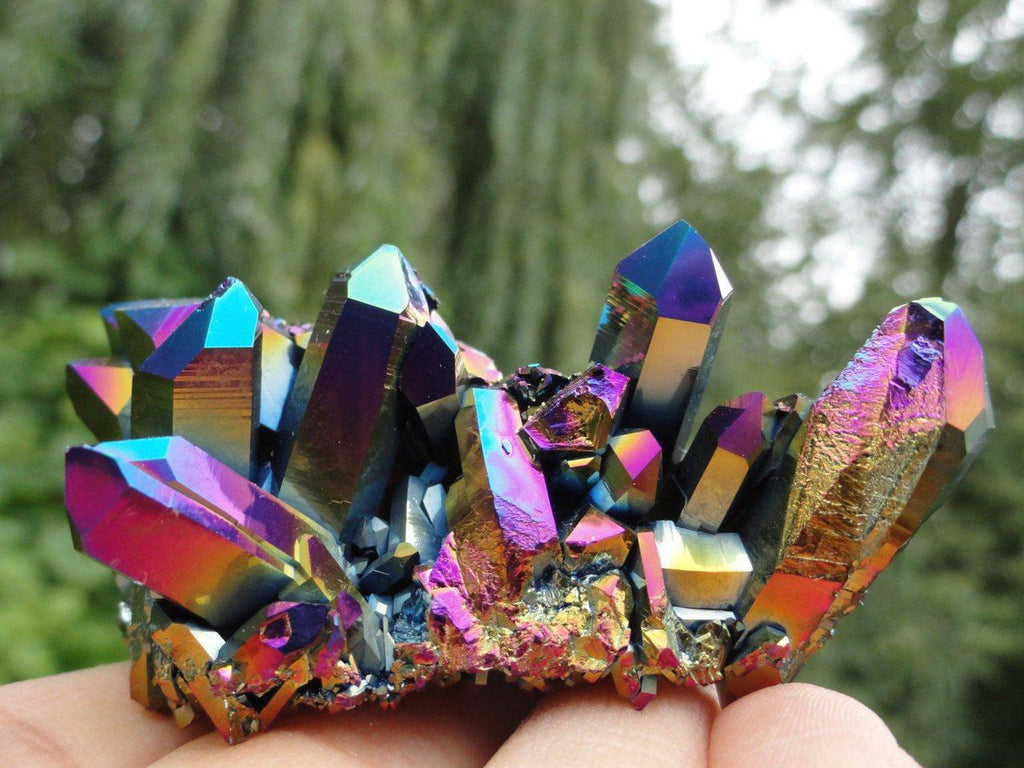 Stunning ~Flashy  Rainbow Display TITANIUM QUARTZ CLUSTER* Hippie Healing Reiki Magic New Age - Earth Family Crystals