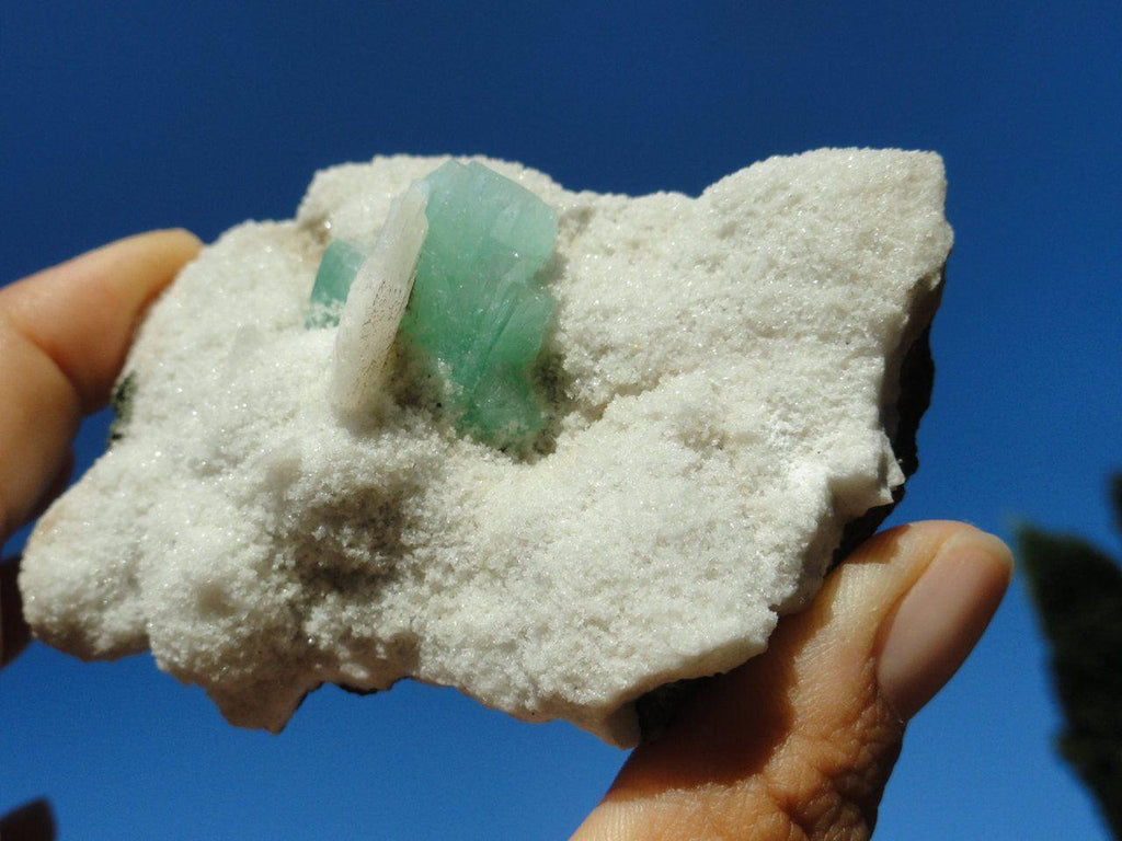 Gemmy  GREEN APOPHYLLITE with Stilbite On Heulanite Matrix Specimen* - Earth Family Crystals