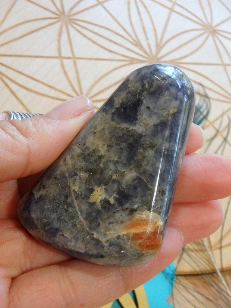 Gorgeous Polished Iolite With Bold Orange Sunstone Inclusion - Earth Family Crystals
