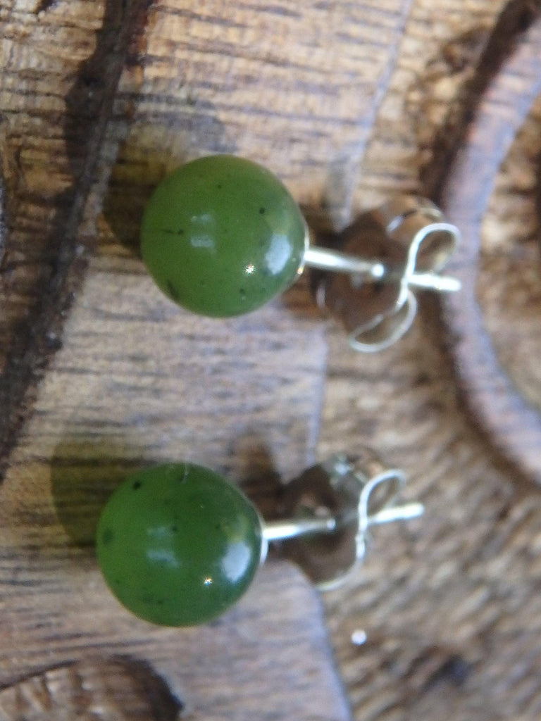 BC Jade Stud Earrings in Sterling Silver - Earth Family Crystals