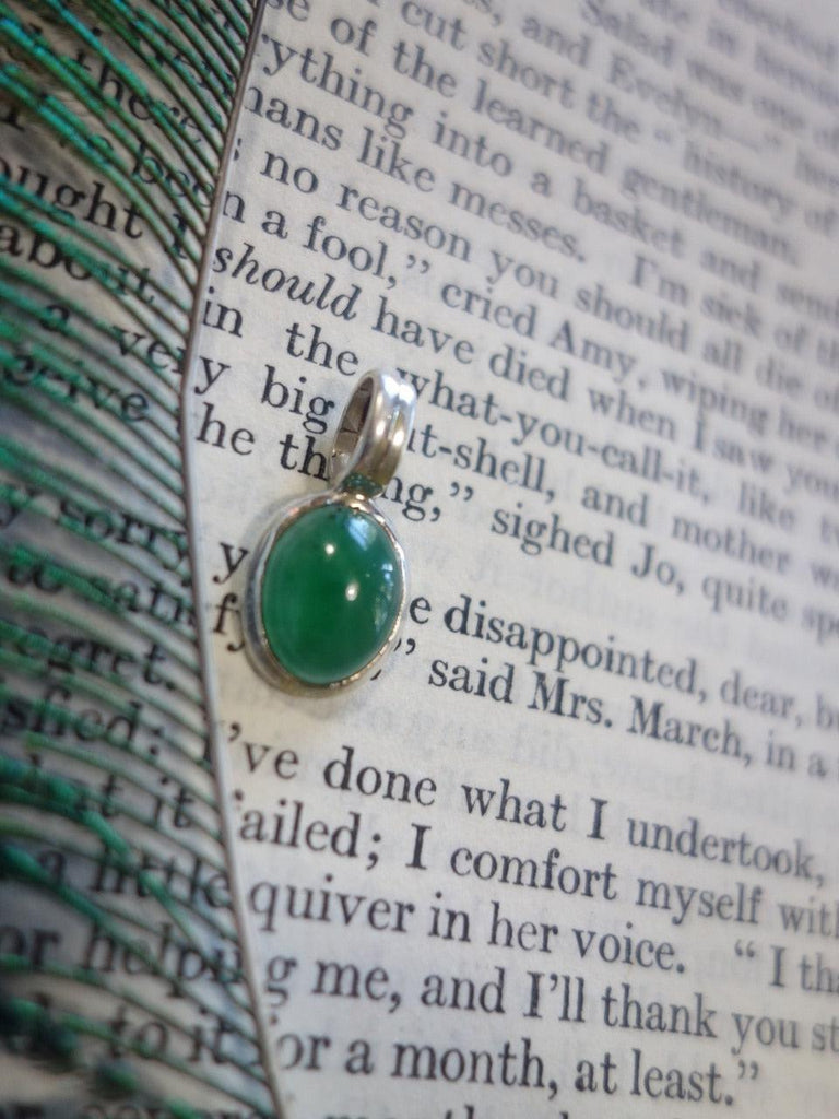 Vibrant & Dainty Jade Pendant In Sterling Silver (Includes Silver Chain) - Earth Family Crystals