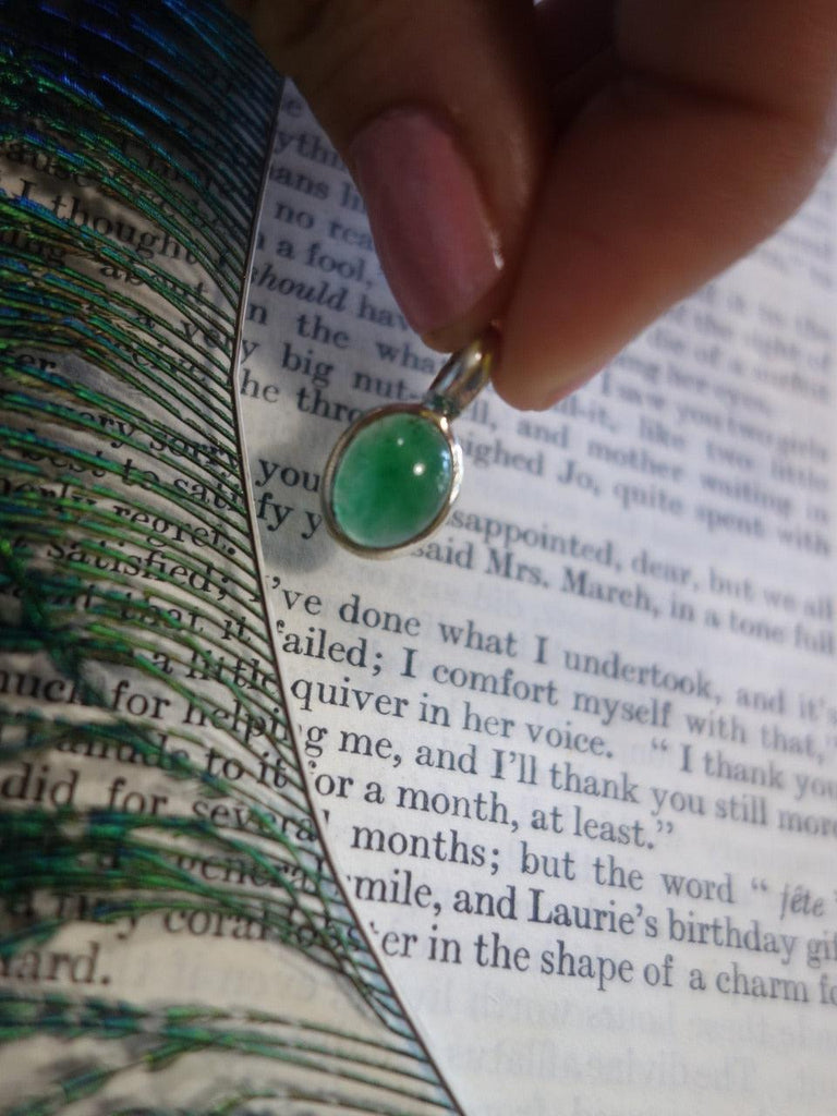 Vibrant & Dainty Jade Pendant In Sterling Silver (Includes Silver Chain) - Earth Family Crystals