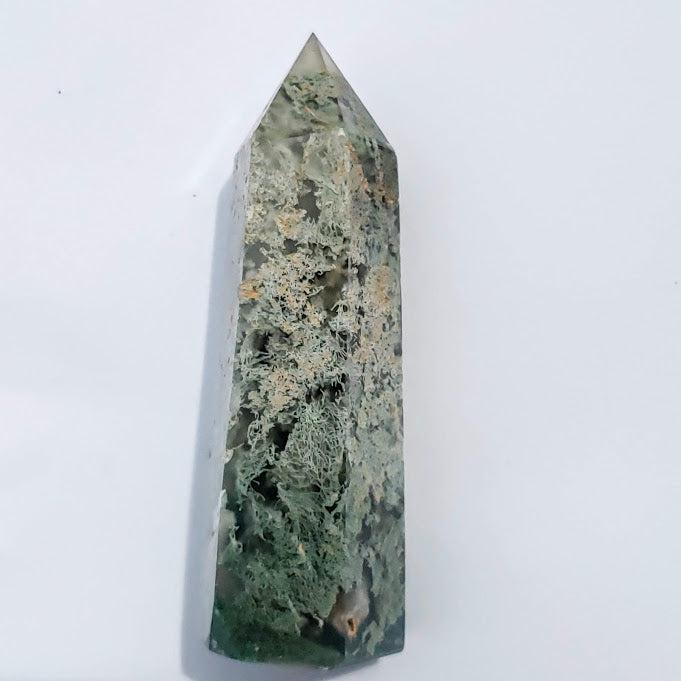 Polished Moss Agate Standing Display Tower #1 - Earth Family Crystals