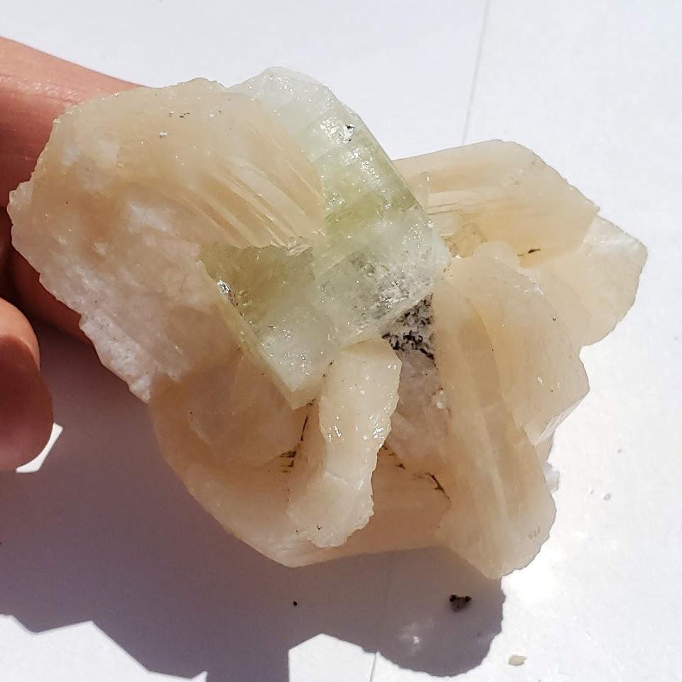 Green Apophyllite Stilbite Included Cluster From India - Earth Family Crystals