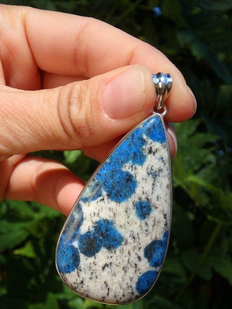 Chunky Dotted Blue Azurite K2 Stone Pendant In Sterling Silver (Includes Silver Chain) - Earth Family Crystals
