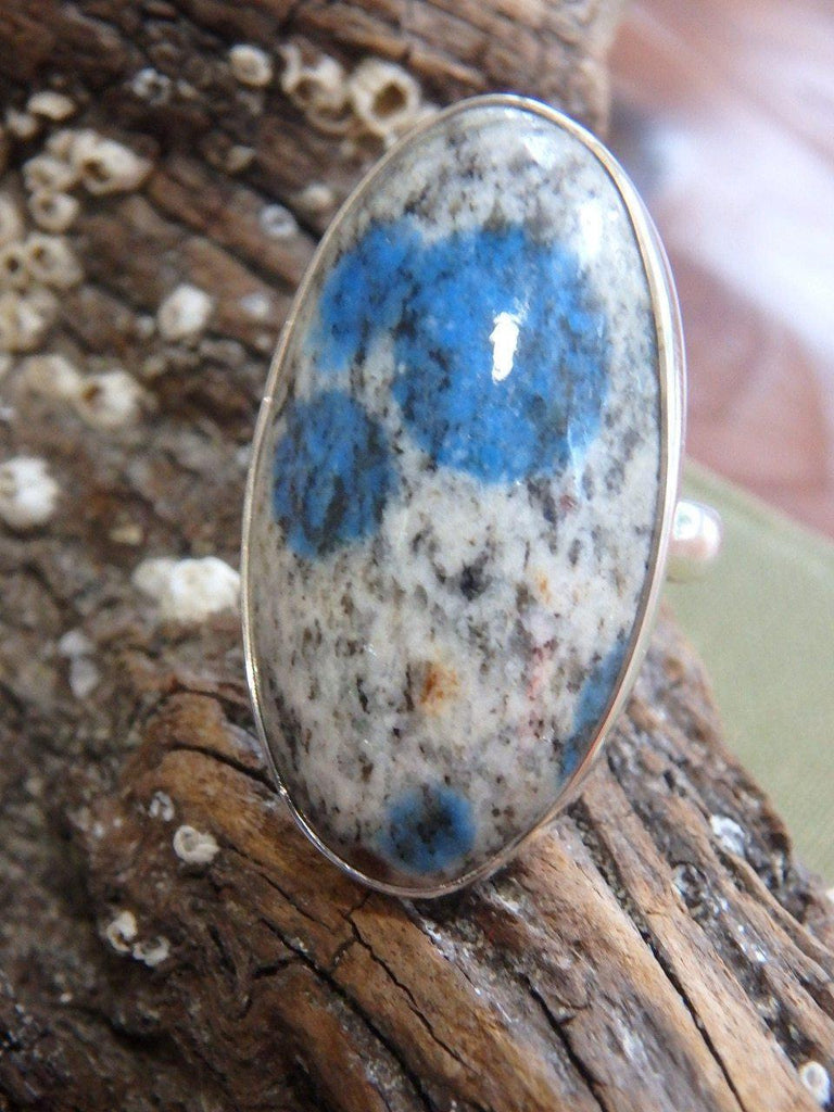 Chunky Poppy Blue Patterns K2 Stone  Ring In Sterling Silver (Size 8) - Earth Family Crystals