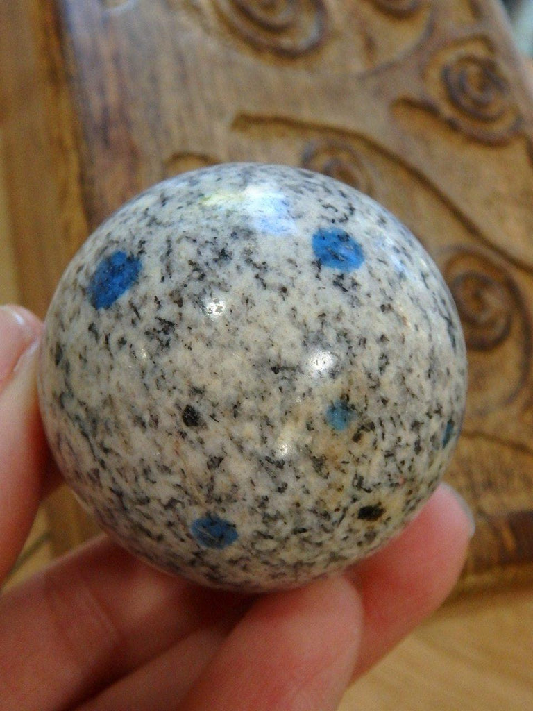 Cute Speckled Blue K2 Stone Sphere Carving - Earth Family Crystals