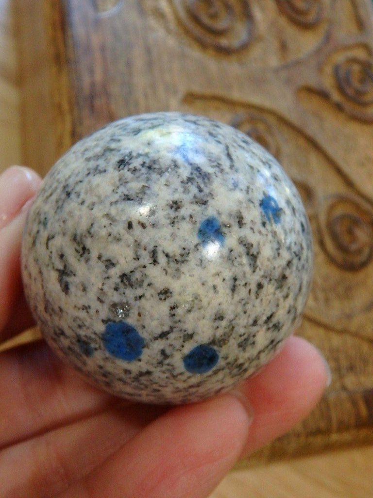Cute Speckled Blue K2 Stone Sphere Carving - Earth Family Crystals