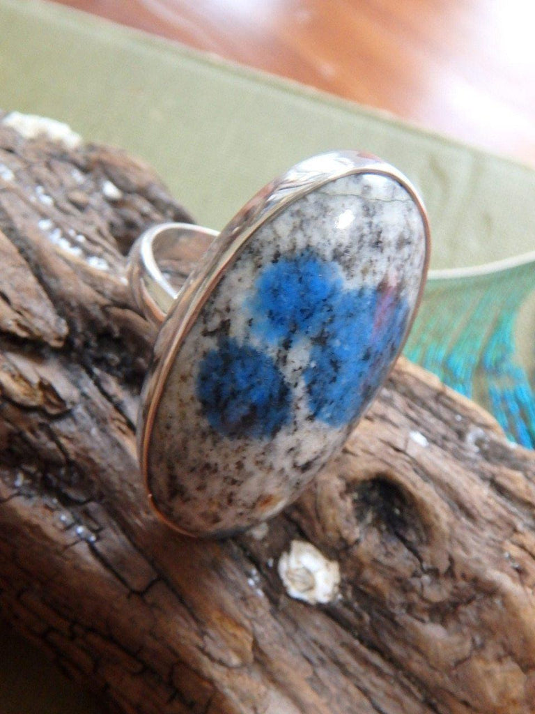 Chunky Poppy Blue Patterns K2 Stone  Ring In Sterling Silver (Size 8) - Earth Family Crystals