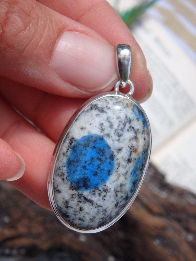 Azurite Included! Interesting K2 Stone Pendant In Sterling Silver (Includes Silver Chain) - Earth Family Crystals