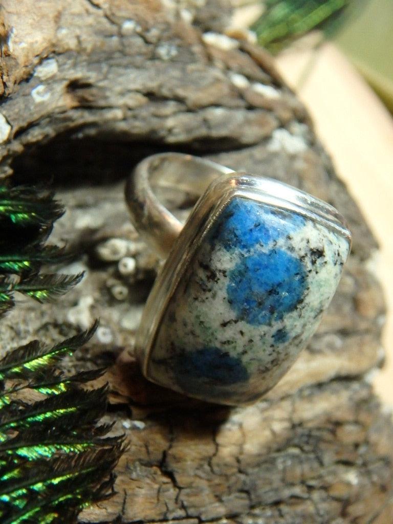 New Find! Fabulous Azurite Poppy Patterns K2 Stone Ring In Sterling Silver (Size 8) - Earth Family Crystals