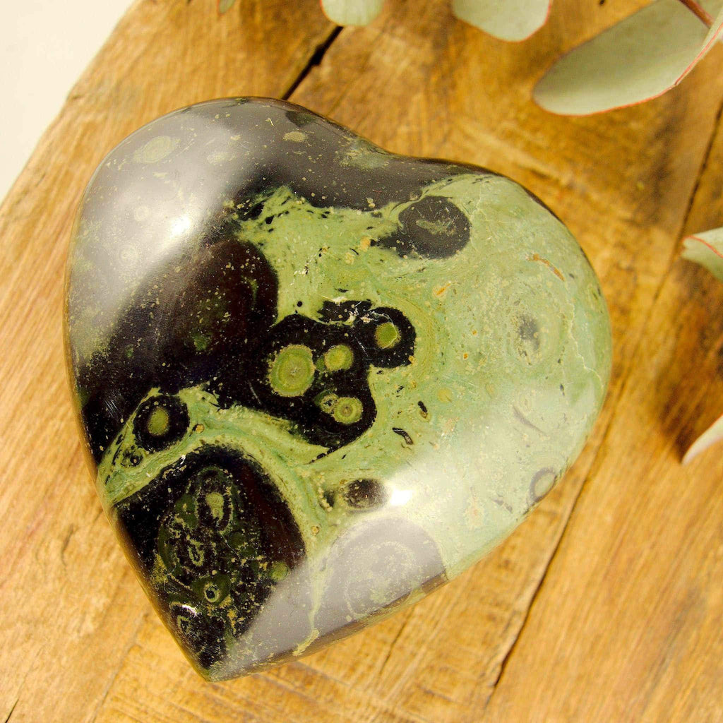 Deep Forest Green Kambaba Jasper Love Heart From Madagascar #1 - Earth Family Crystals