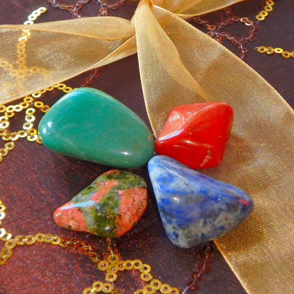 Balanced Vitality Crystal Kit~ Contains Aventurine, Red Jasper, Unakite, Sodalite - Earth Family Crystals