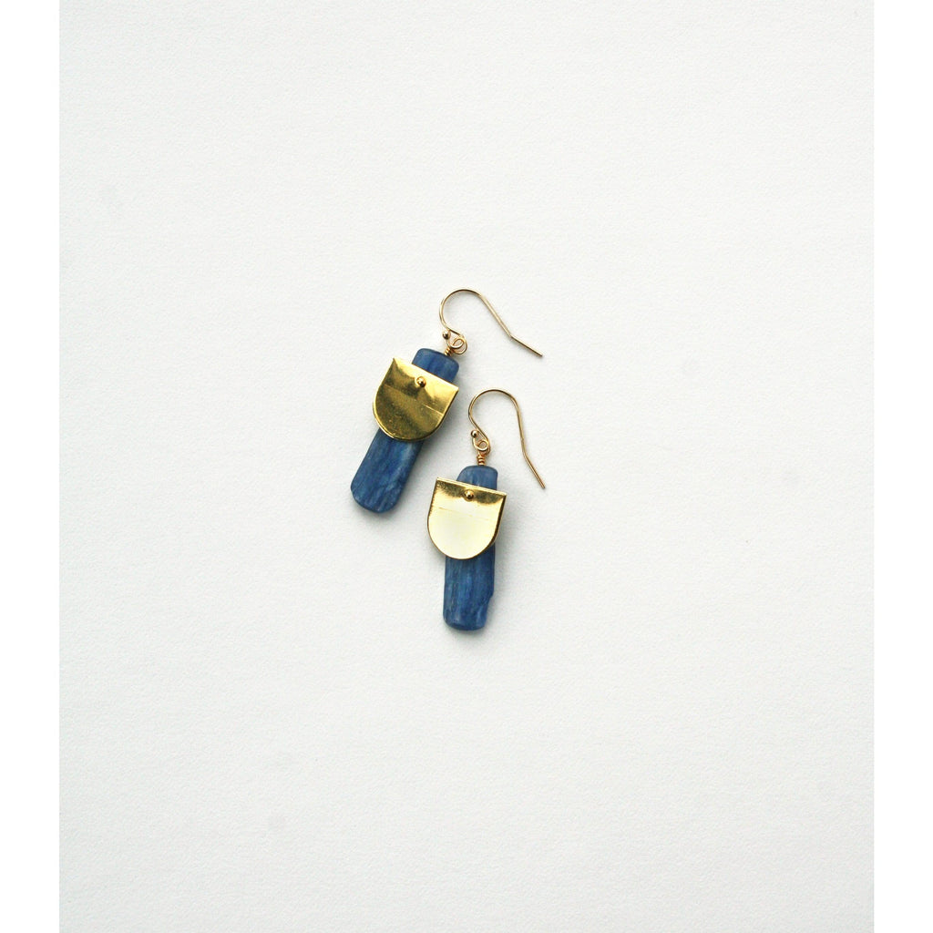 Blue Kyanite Handmade 14K Gold Earrings - Earth Family Crystals