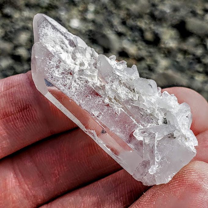 Twin Quartz Point With Crusted Druzy Points From Arkansas - Earth Family Crystals