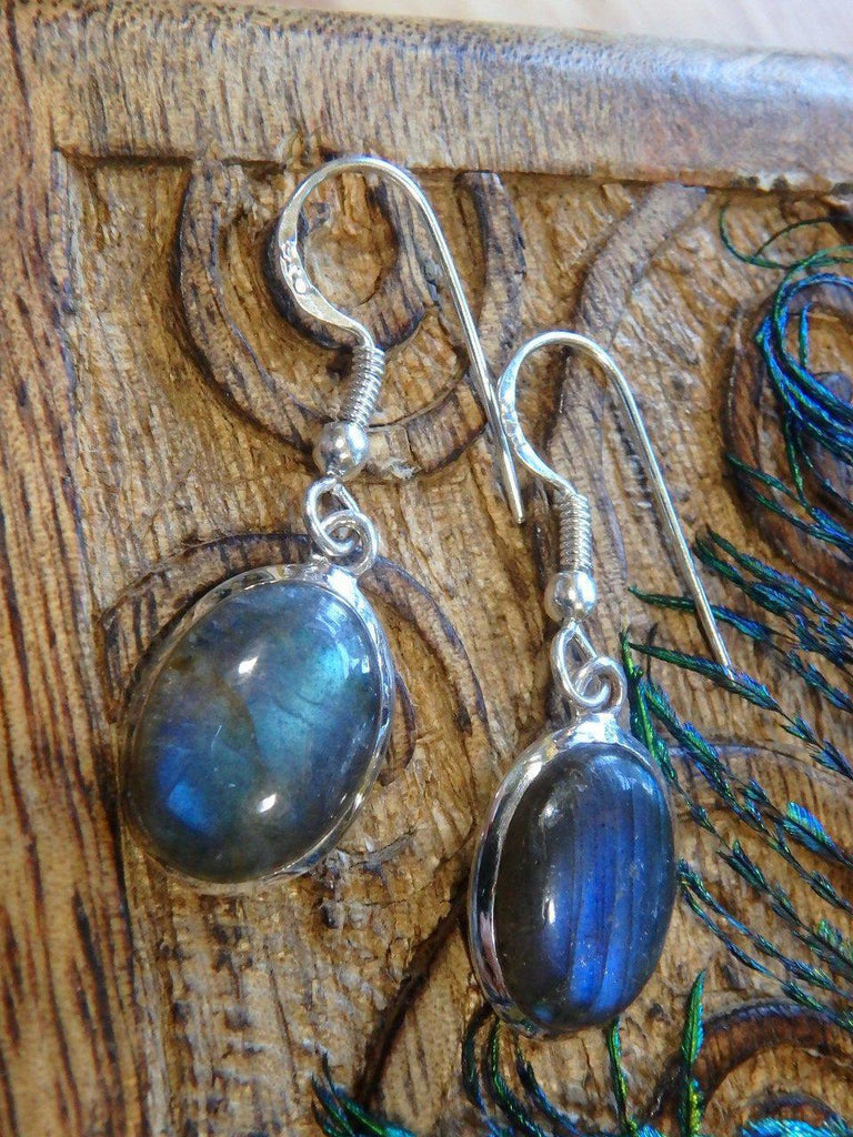Cute Blue Flash Labradorite Earrings In Sterling Silver - Earth Family Crystals