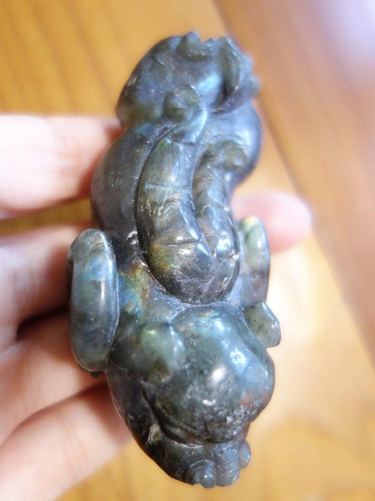Brilliant Flashes of Color Labradorite Dragon Carving - Earth Family Crystals
