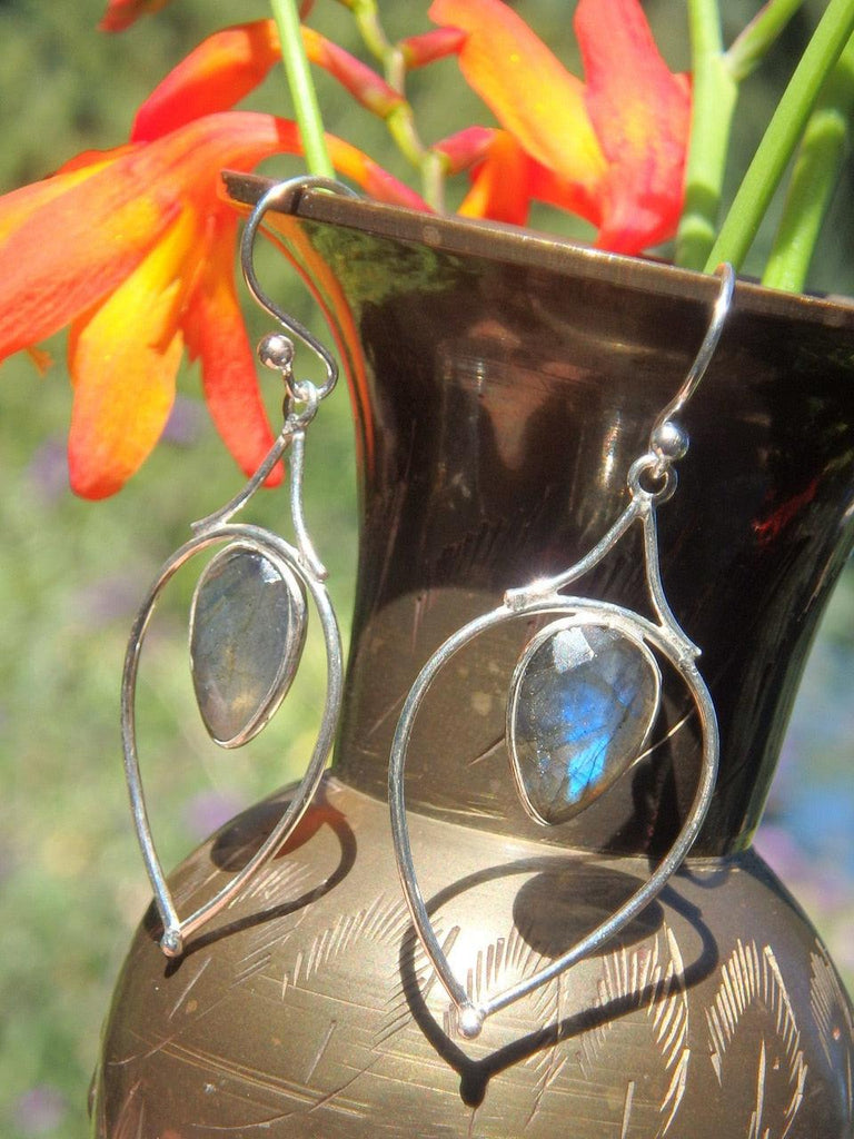 Fabulous Glow Faceted Labradorite Drop Earrings in Sterling Silver - Earth Family Crystals