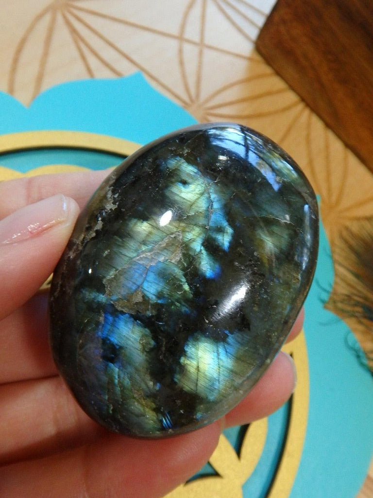 Stunning Flashes of Color Labradorite Palm Stone 4 - Earth Family Crystals