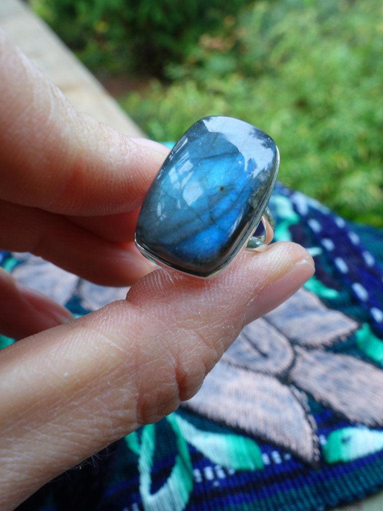 Precious Periwinkle Blue Labradorite Ring In Sterling Silver (Size 6.5) - Earth Family Crystals