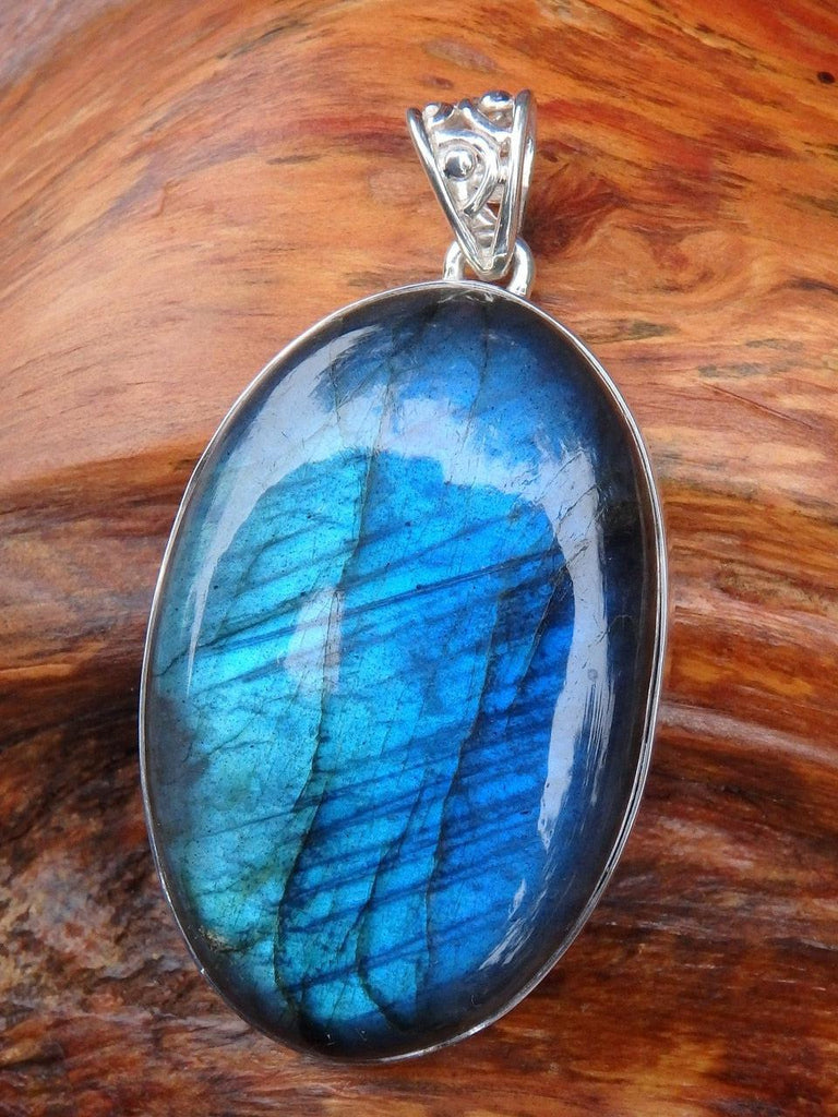 Reserved For Annie S. Chunky Statement Piece! Sea Foam Green Blue Labradorite Pendant In Sterling Silver  (Includes Silver Chain) - Earth Family Crystals
