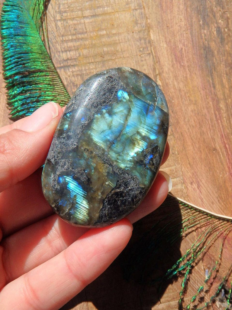 Lovely Flashes Labradorite Hand Held Palm Stone 2 - Earth Family Crystals