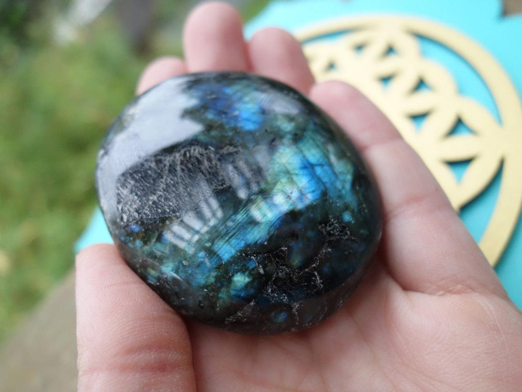 Pretty Double Sided Flash Labradorite Hand Held Specimen - Earth Family Crystals