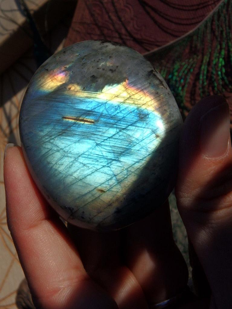 Gorgeous Flashes Labradorite Palm Stone 8 - Earth Family Crystals