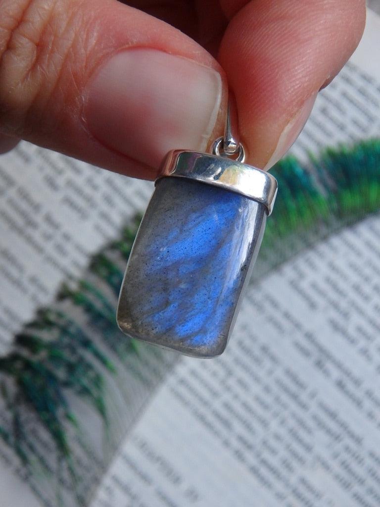 Flashes Of Pretty Blue Labradorite Pendant In Sterling Silver (Includes Silver Chain) - Earth Family Crystals