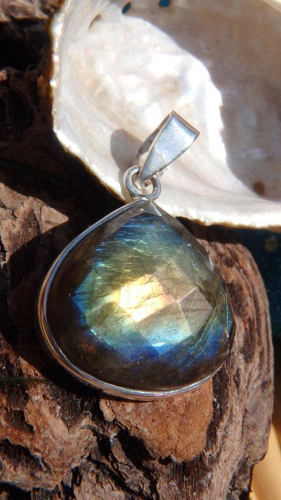 Faceted Labradorite Gemstone Pendant In Sterling Silver (Includes Silver Chain) - Earth Family Crystals
